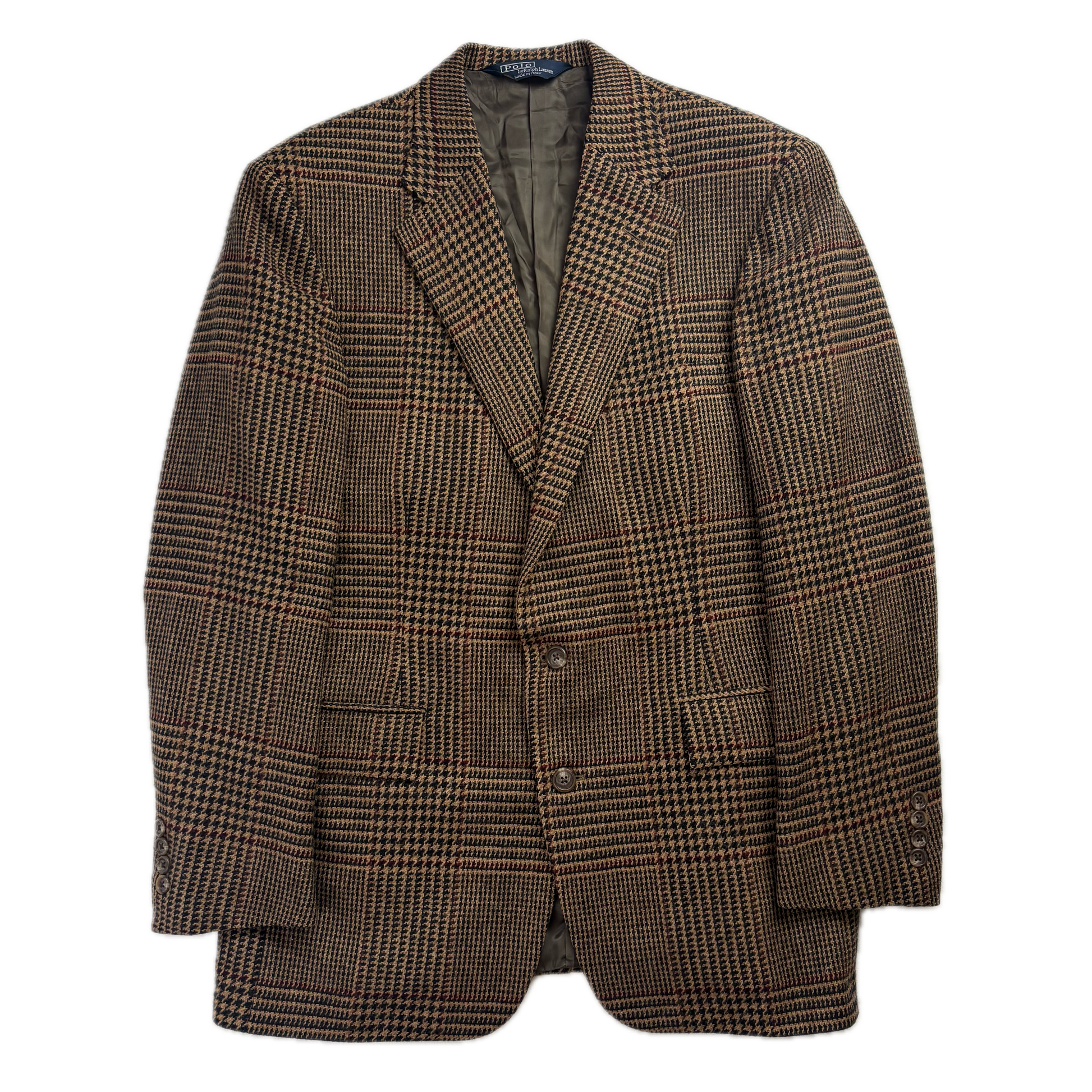Polo Ralph Lauren Tan Brown Glen Plaid Blazer (Wool) - 38R