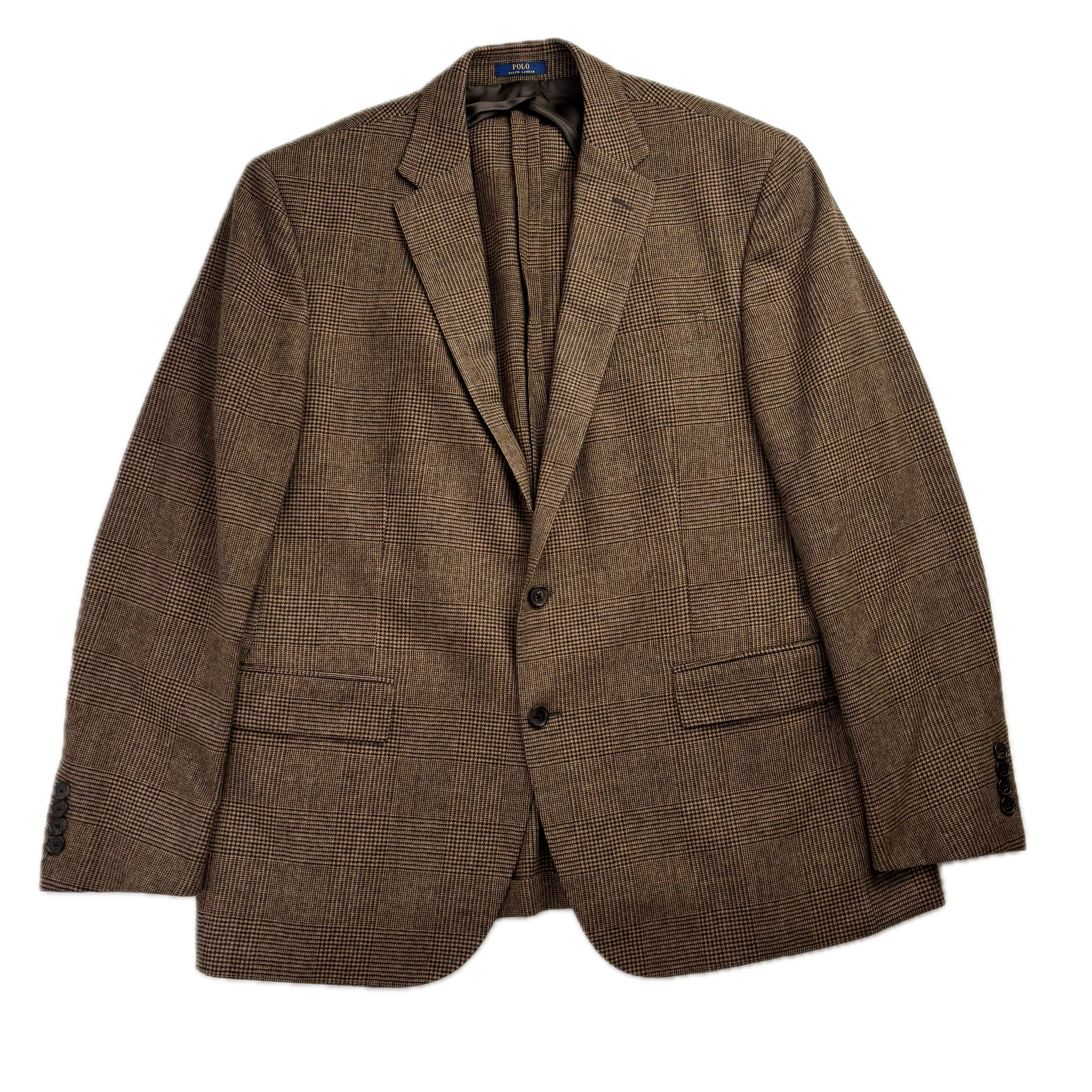 Polo Ralph Lauren Tan Brown Glen Plaid Blazer (Wool) - 46R