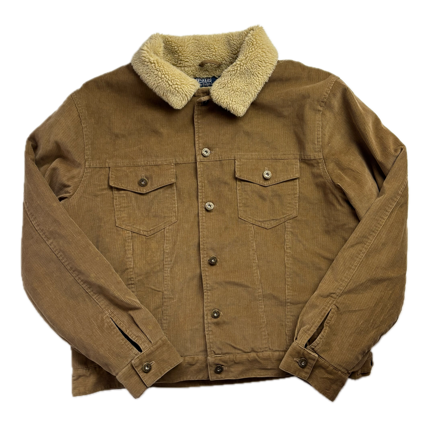 Polo Ralph Lauren Tan Corduroy Sherpa Fleece Lined Trucker Jacket - XL
