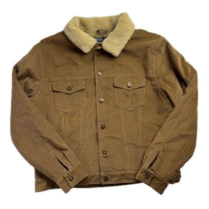 Polo Ralph Lauren Tan Corduroy Sherpa Fleece Lined Trucker Jacket - XL