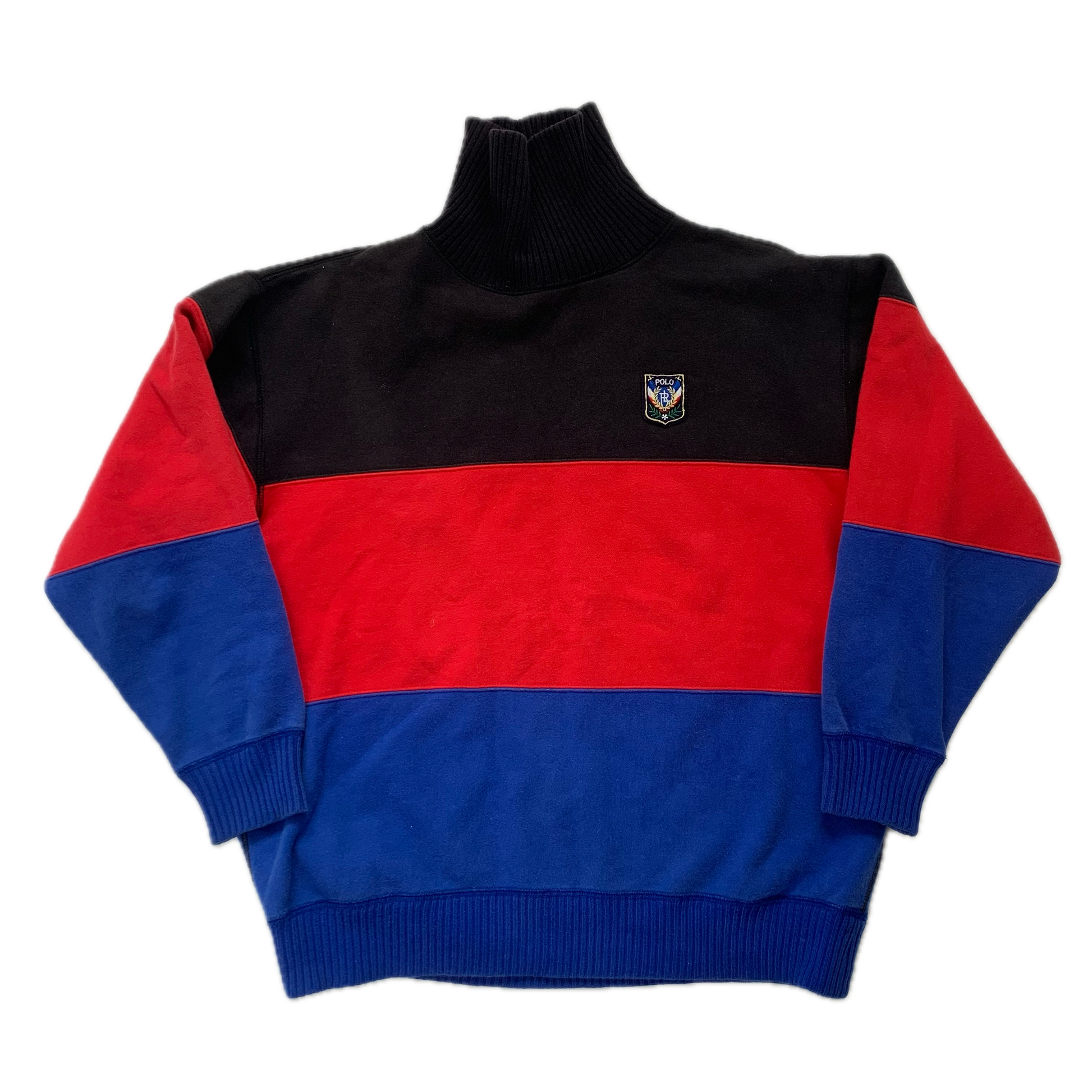 Polo Ralph Lauren Uni Crest Vintage Colourblock Turtleneck Sweatshirt - XS