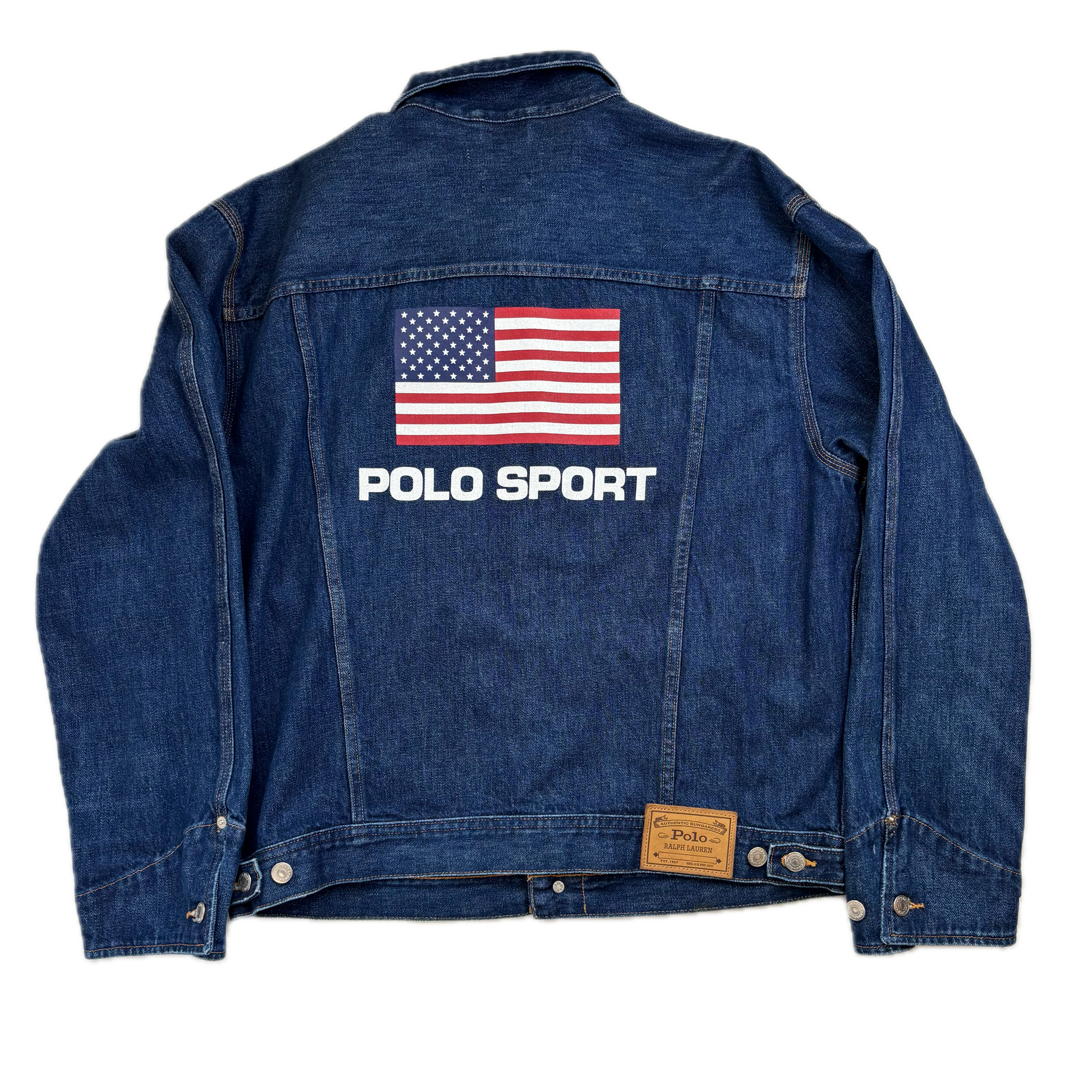 Polo Sport Ralph Lauren Denim USA Flag Trucker Jacket - M