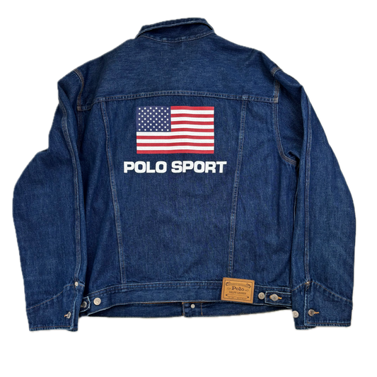 Polo Sport Ralph Lauren Denim USA Flag Trucker Jacket - M