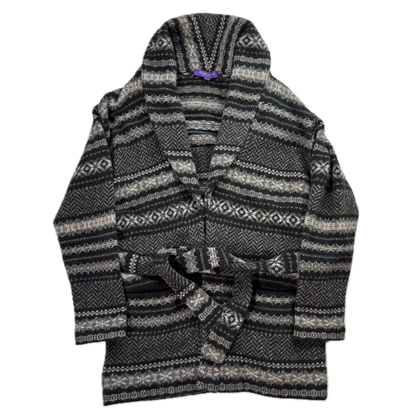 Purple Label Grey Belted Fairisle Cardigan (Cashmere Wool) - XL