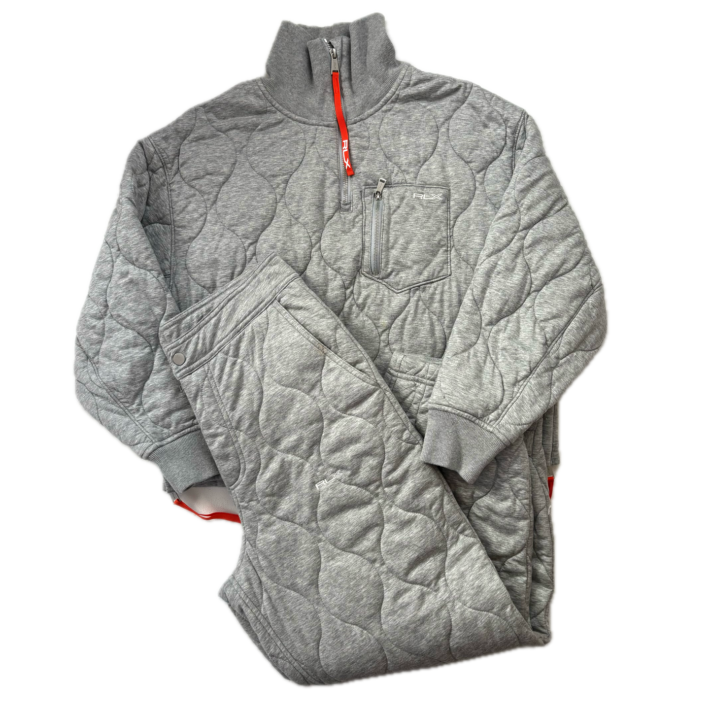 RLX Ralph Lauren Grey Quilted Tracksuit Joggers Quarter Zip (Sample) - S