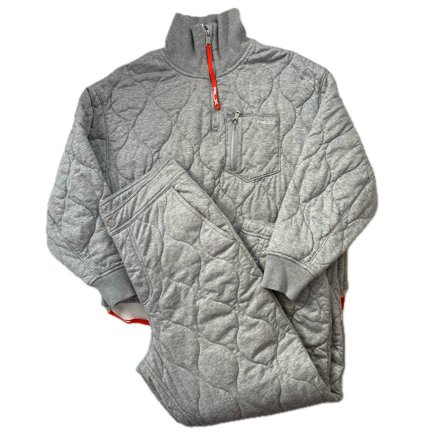 RLX Ralph Lauren Grey Quilted Tracksuit Joggers Quarter Zip (Sample) - S