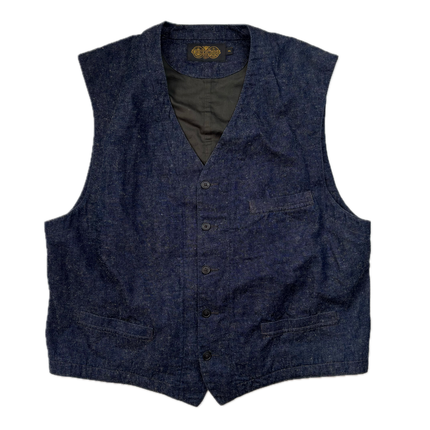 RRL Ralph Lauren Navy Blue Chambray Waistcoat - XXL