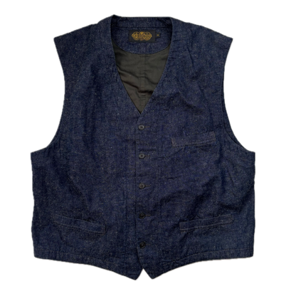 RRL Ralph Lauren Navy Blue Chambray Waistcoat - XXL