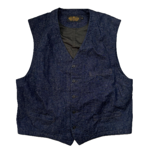 RRL Ralph Lauren Navy Blue Chambray Waistcoat - XXL