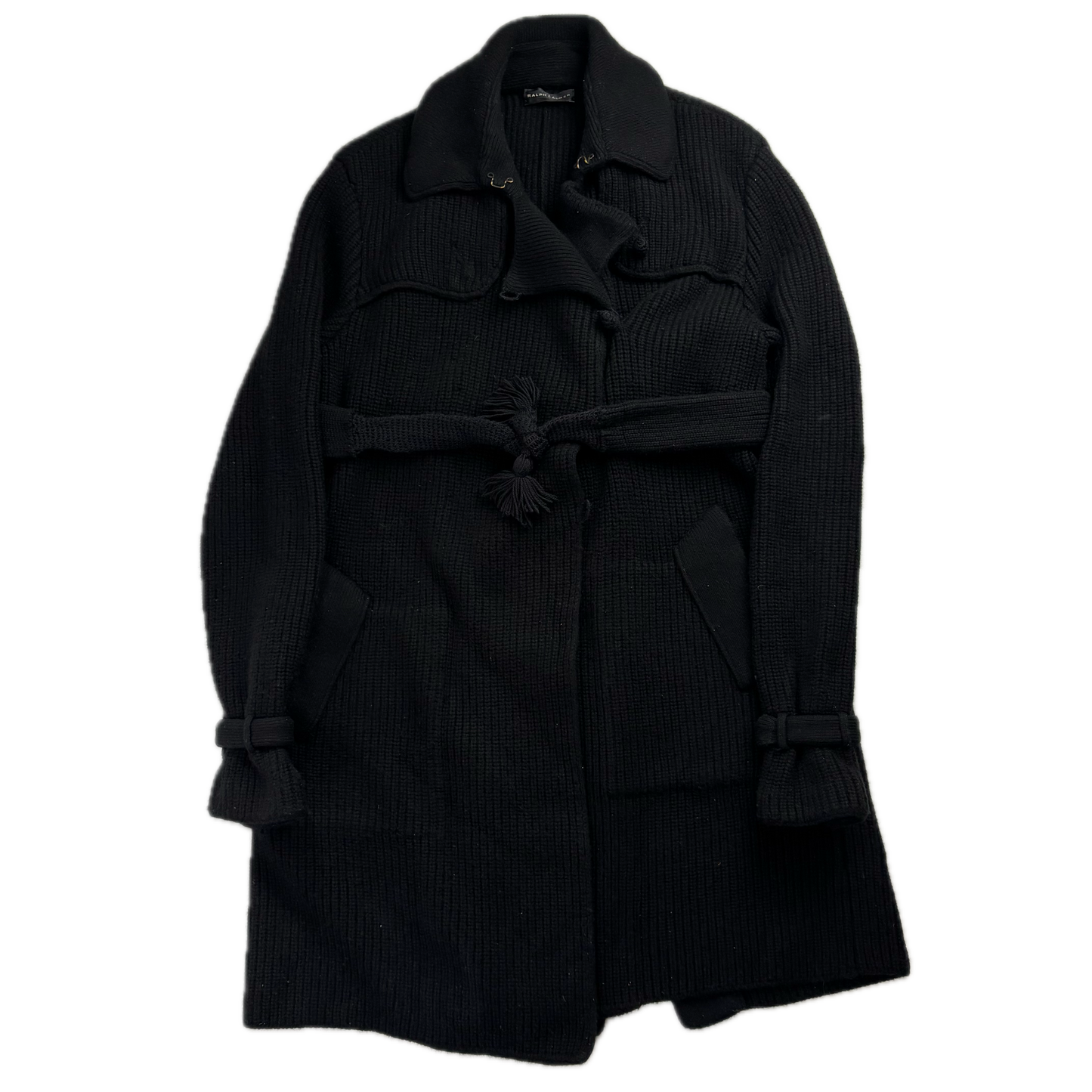 Ralph Lauren Black Label Long Belted Cardigan Wool Cashmere Black - M