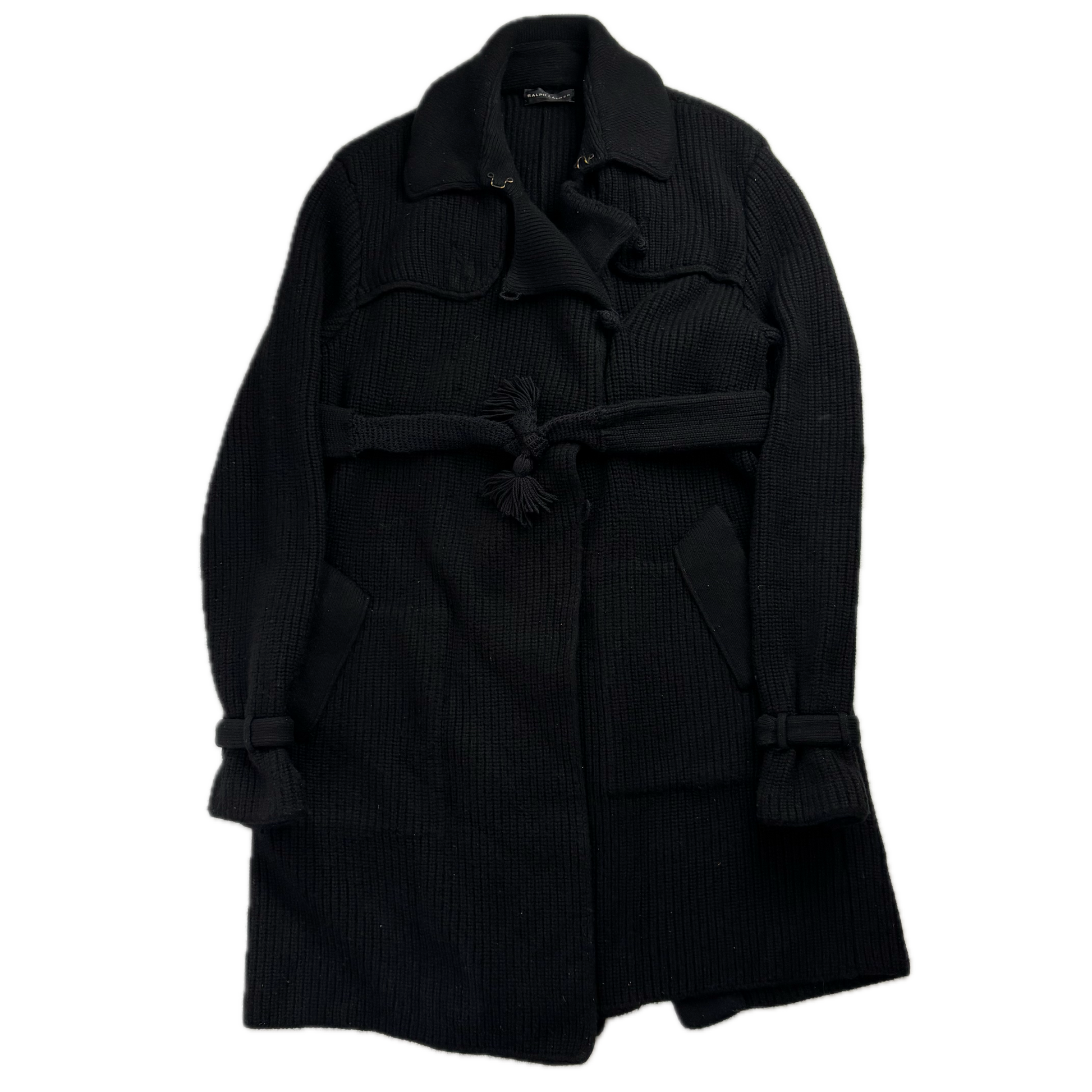 Ralph Lauren Black Label Long Belted Cardigan Wool Cashmere Black - M
