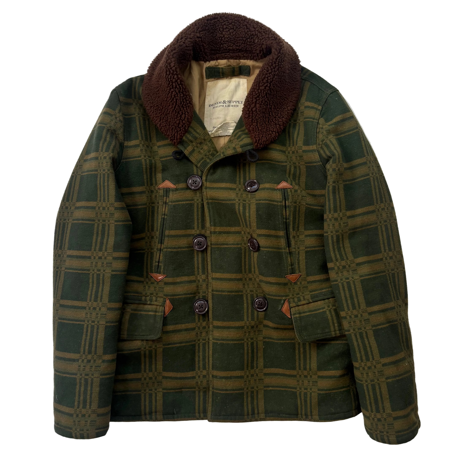 Ralph Lauren Denim Supply Green Jacquard Pattern Sherpa Collar Jacket - S