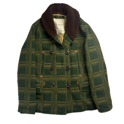 Ralph Lauren Denim Supply Green Jacquard Pattern Sherpa Collar Jacket - S