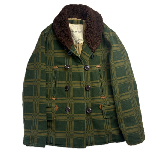 Ralph Lauren Denim Supply Green Jacquard Pattern Sherpa Collar Jacket - S
