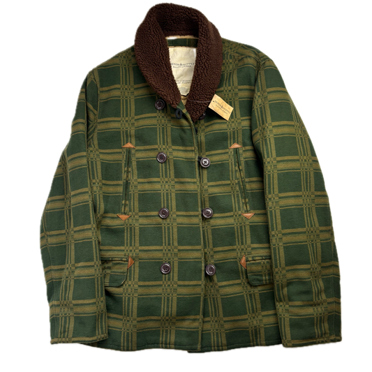 Ralph Lauren Denim Supply Green Jacquard Pattern Sherpa Collar Jacket - XXL