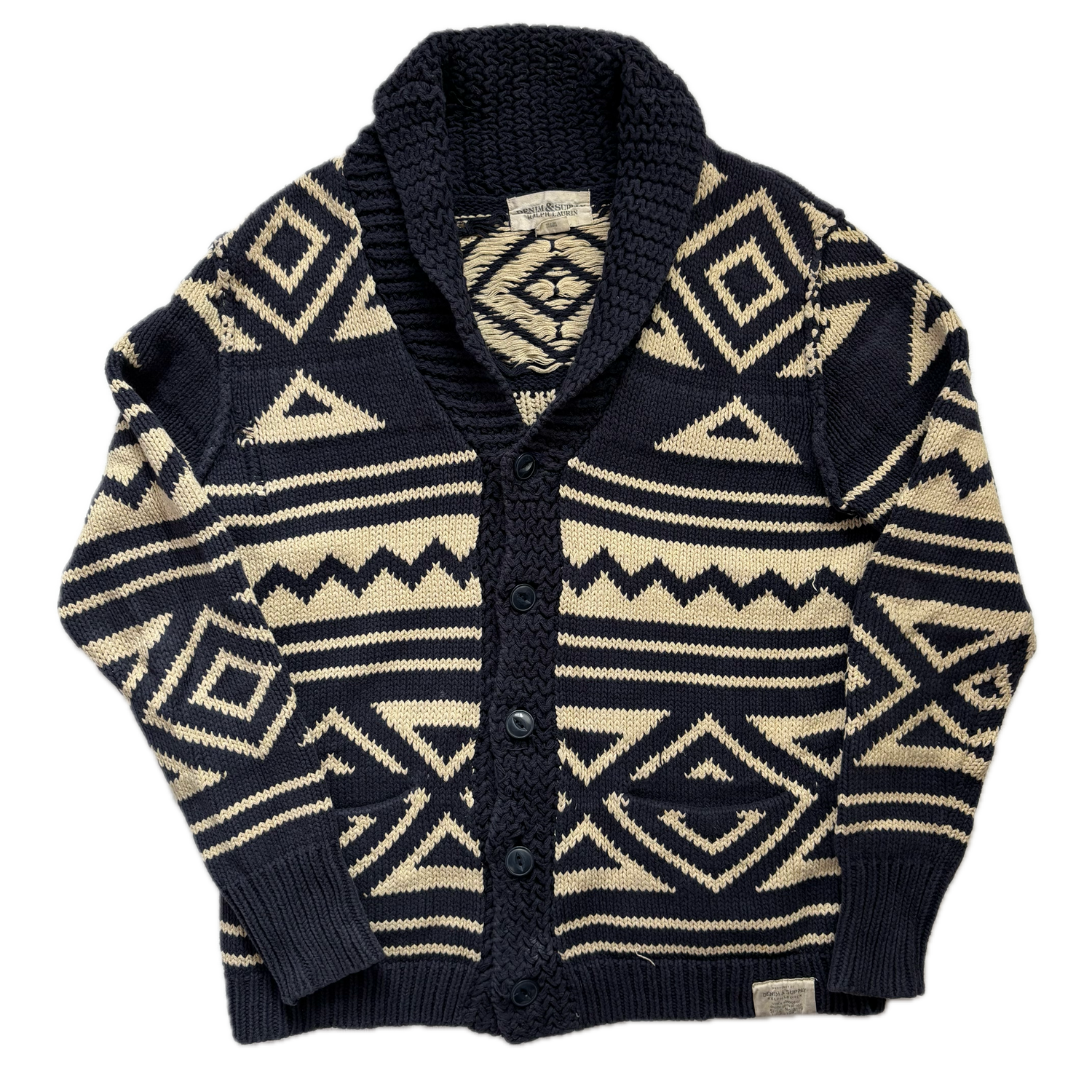 Ralph Lauren Denim & Supply Navy Beige Aztec Cardigan - S