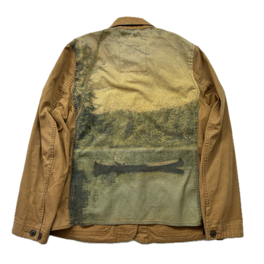 Ralph Lauren Denim & Supply Tan Canoe Print Utility Jacket Chore Coat - L