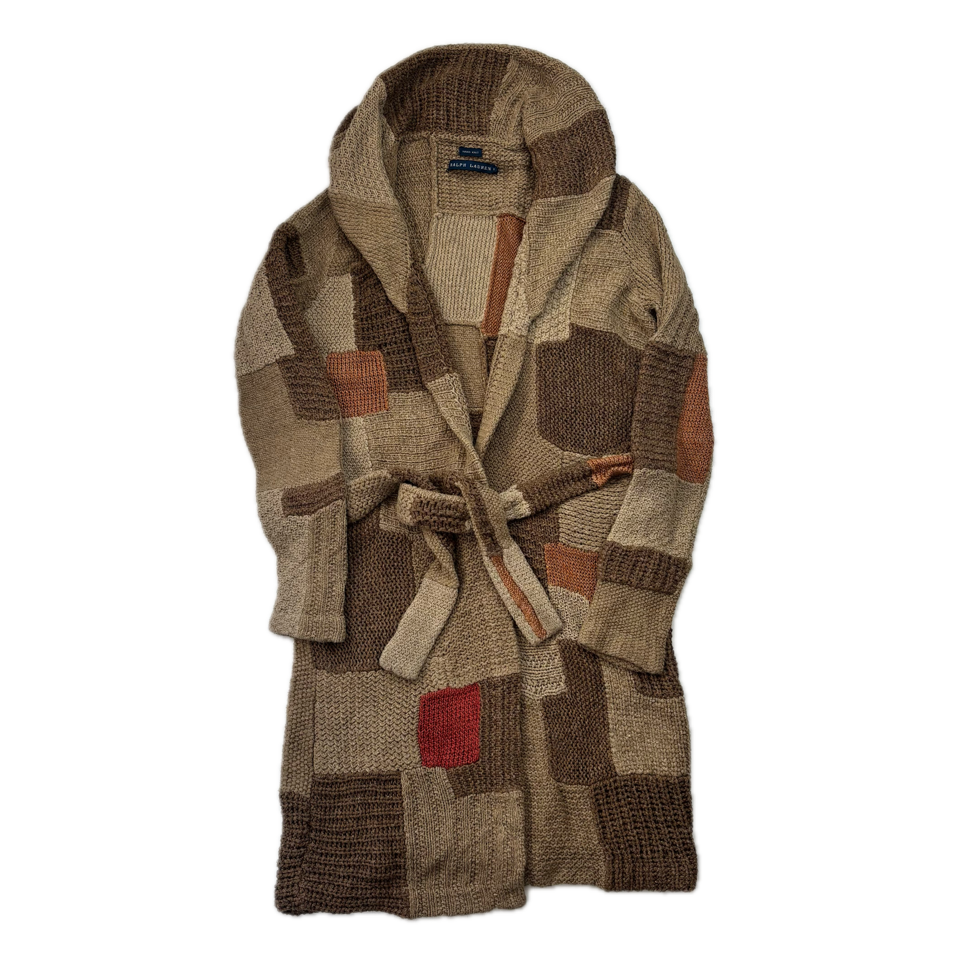 Ralph Lauren Patchwork Cardigan Belted Long Robe - M