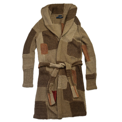 Ralph Lauren Patchwork Cardigan Belted Long Robe - S