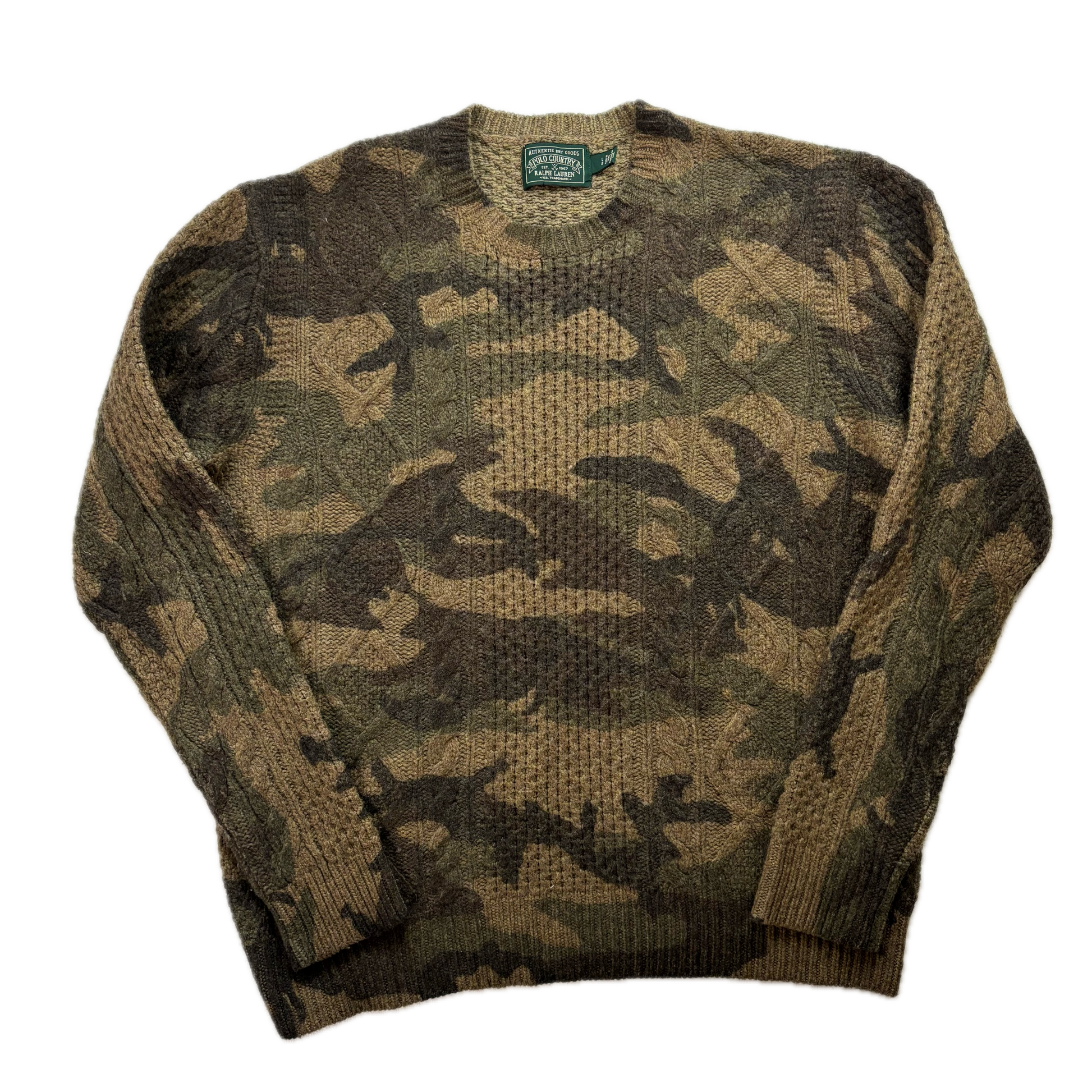 Ralph Lauren Polo Country Camo Cable Knit Jumper (Wool) - L