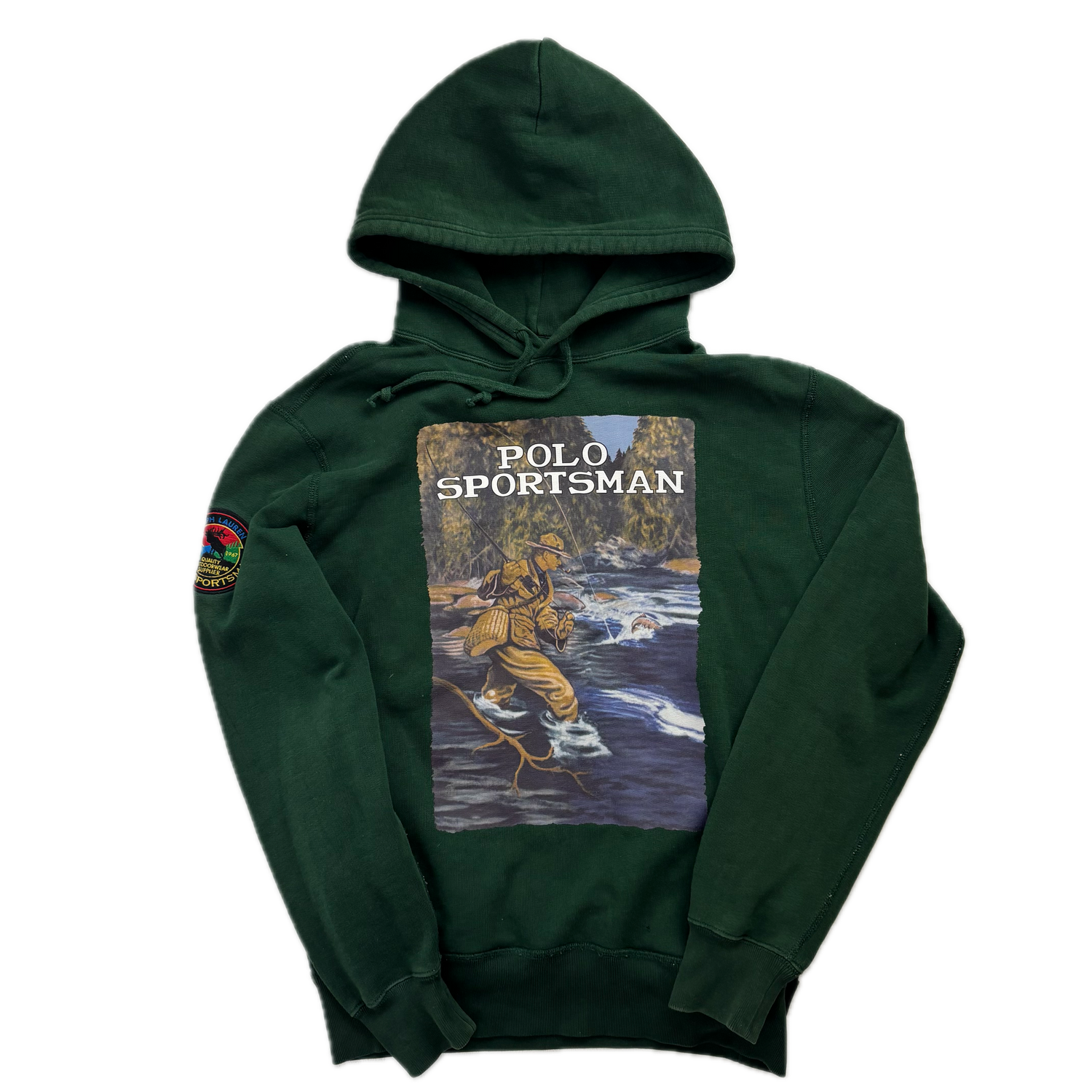 Ralph Lauren Polo Country Green Sportsman Front Page Print Hoodie - S