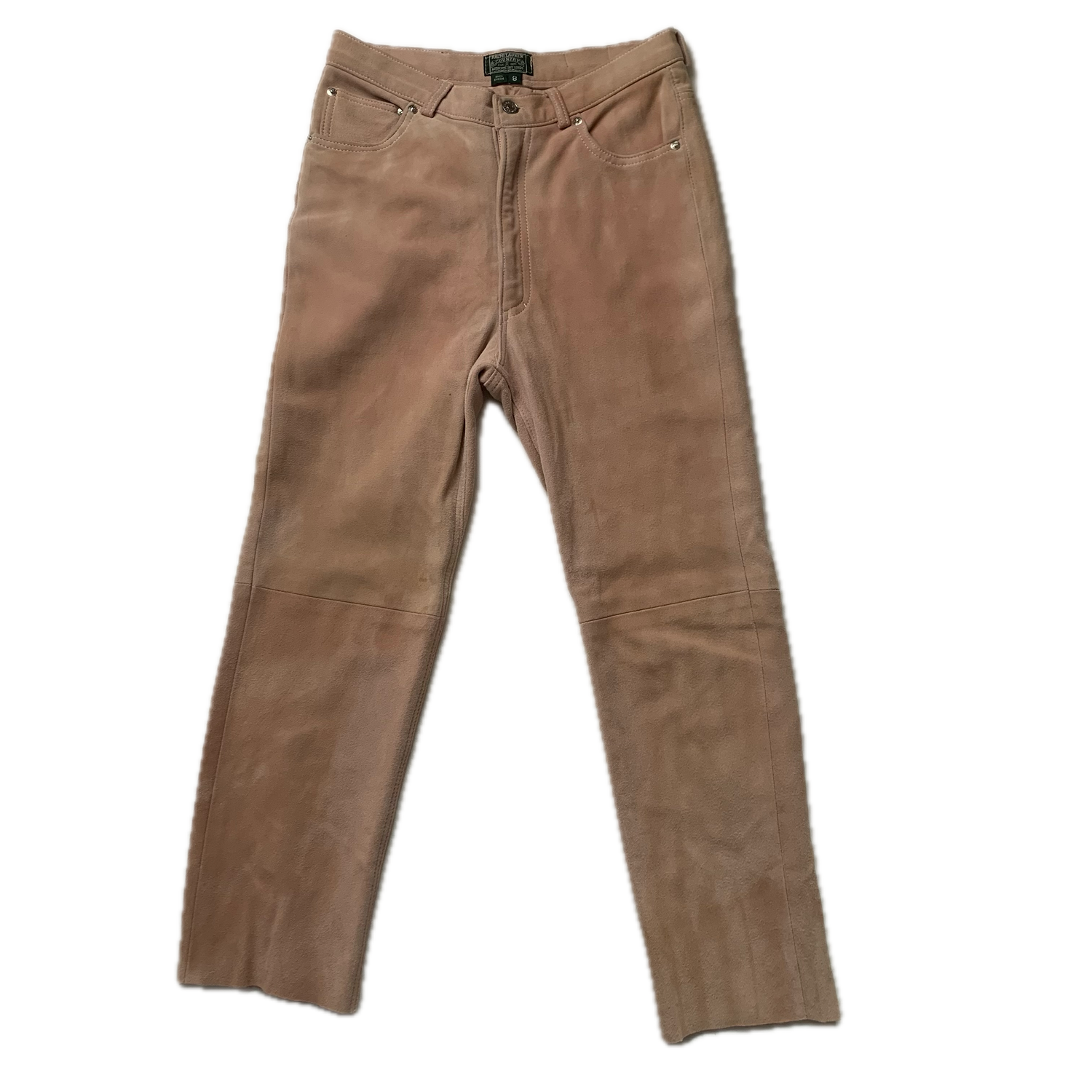Ralph Lauren Polo Country Pale Pink Suede Trouser Leather Western - 8