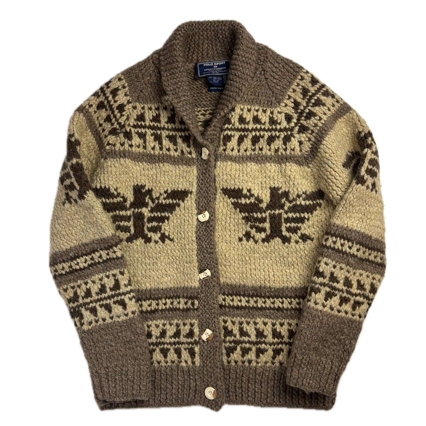 Ralph Lauren Polo Sportswoman Cowichan Cardigan Hand Knit - S