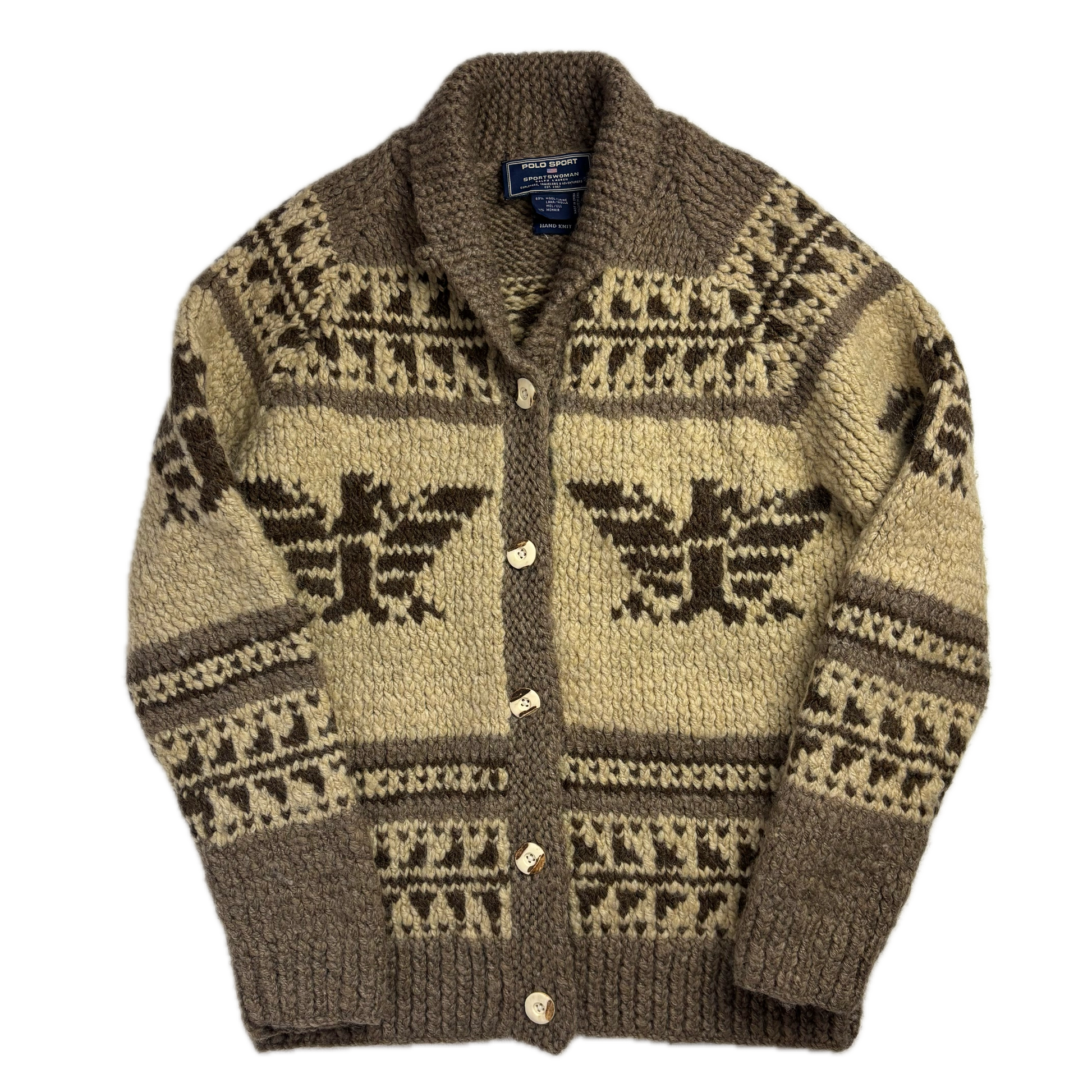 Ralph Lauren Polo Sportswoman Cowichan Cardigan Hand Knit - S