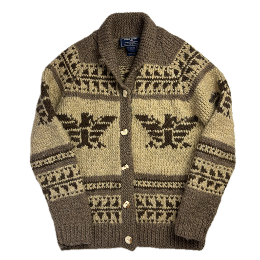 Ralph Lauren Polo Sportswoman Cowichan Cardigan Hand Knit - S