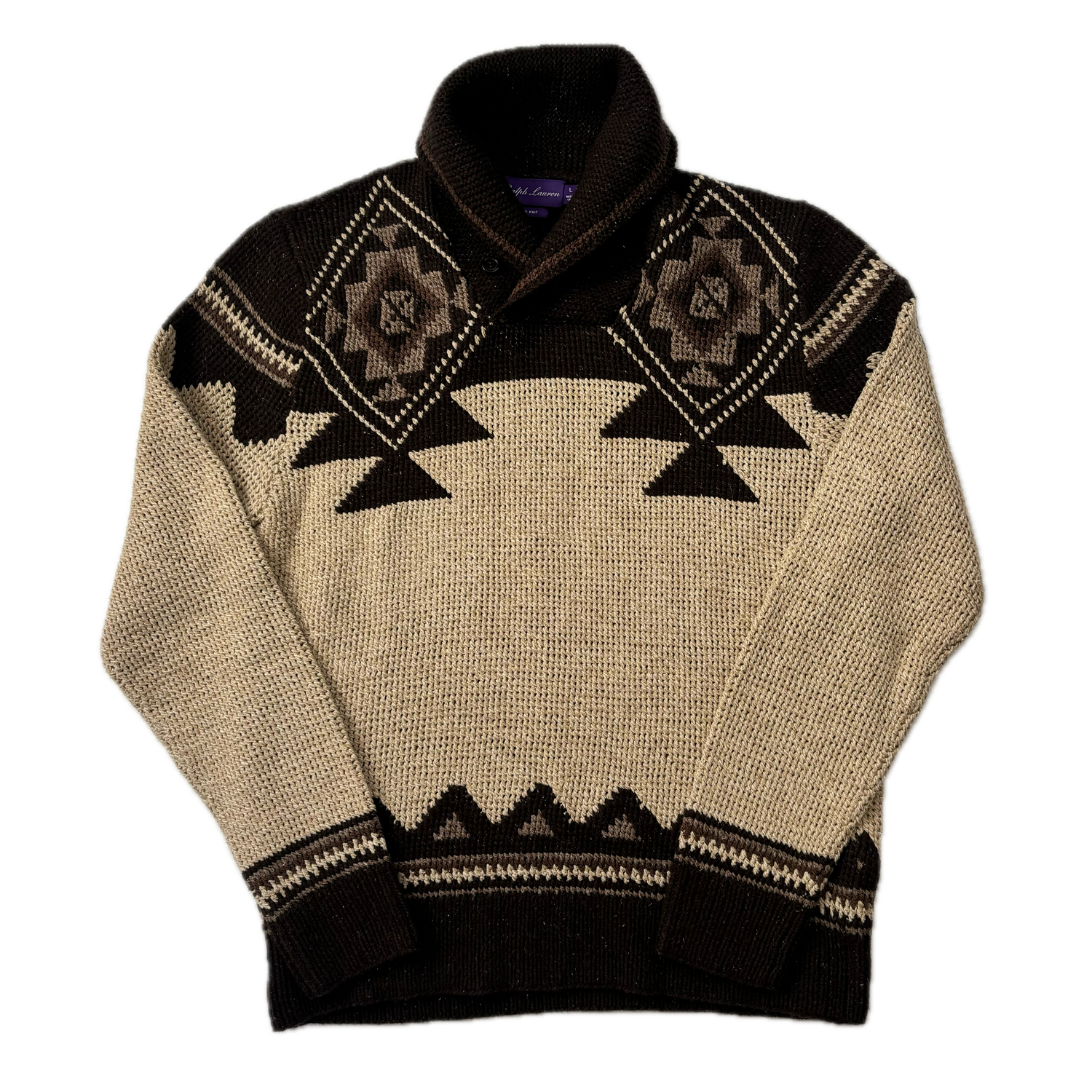 Ralph Lauren Purple Label Aztec Hand Knit Intarsia Sweater