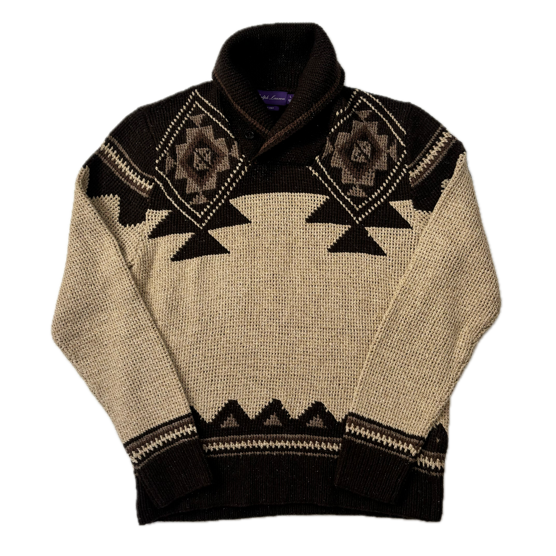 Ralph Lauren Purple Label Aztec Hand Knit Intarsia Sweater