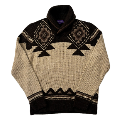 Ralph Lauren Purple Label Aztec Hand Knit Intarsia Sweater