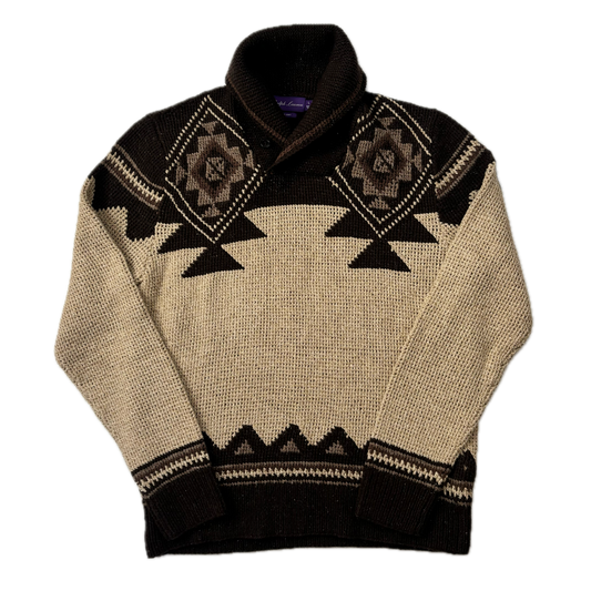 Ralph Lauren Purple Label Aztec Hand Knit Intarsia Sweater
