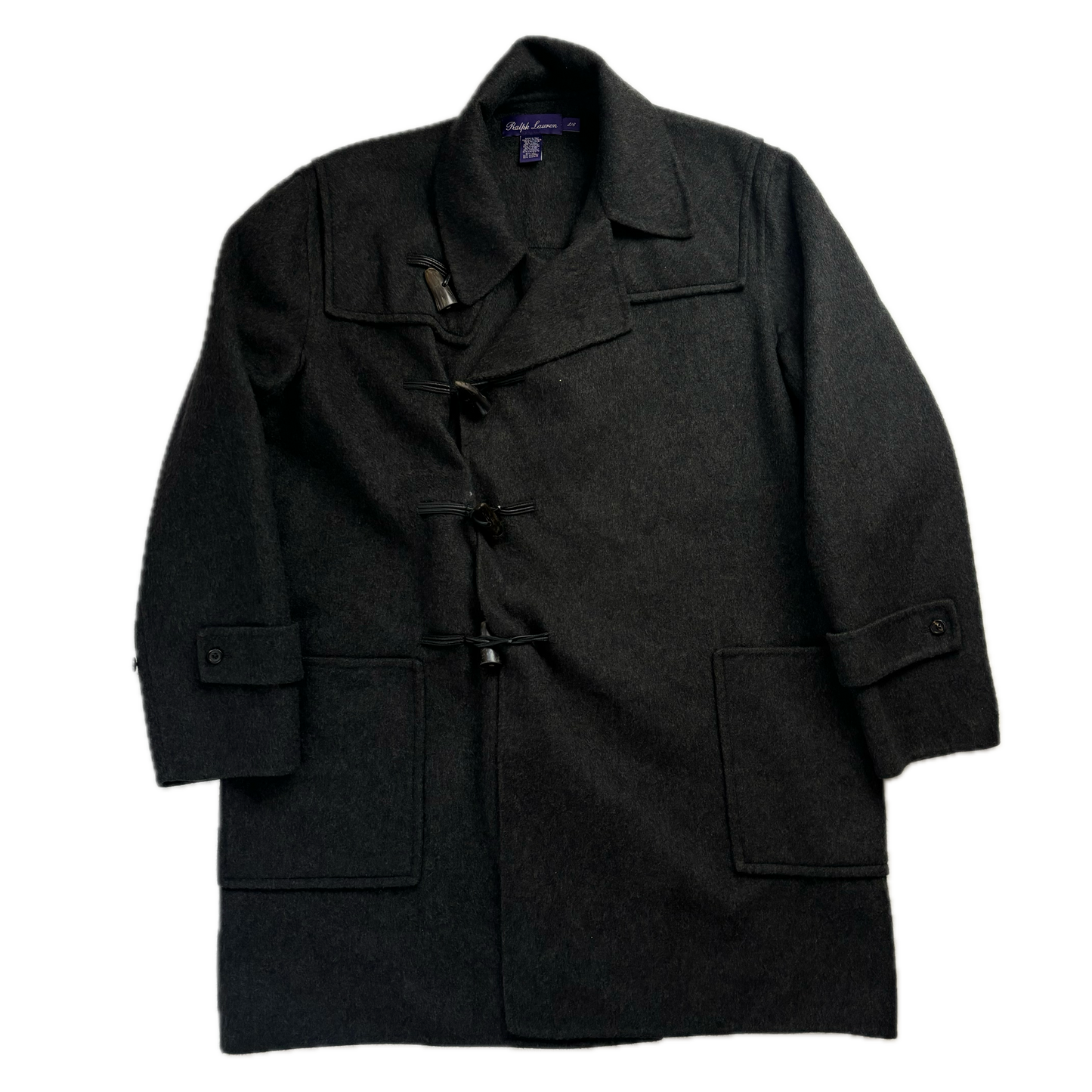Ralph Lauren Purple Label Dark Grey Cashmere Blend Duffle Coat Toggle Jacket 