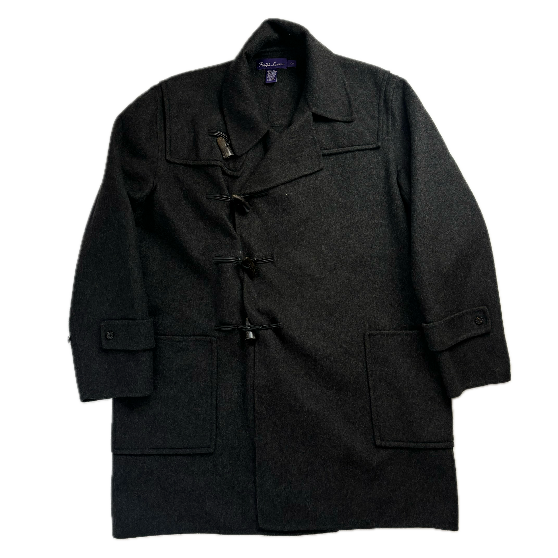 Ralph Lauren Purple Label Dark Grey Cashmere Blend Duffle Coat Toggle Jacket 