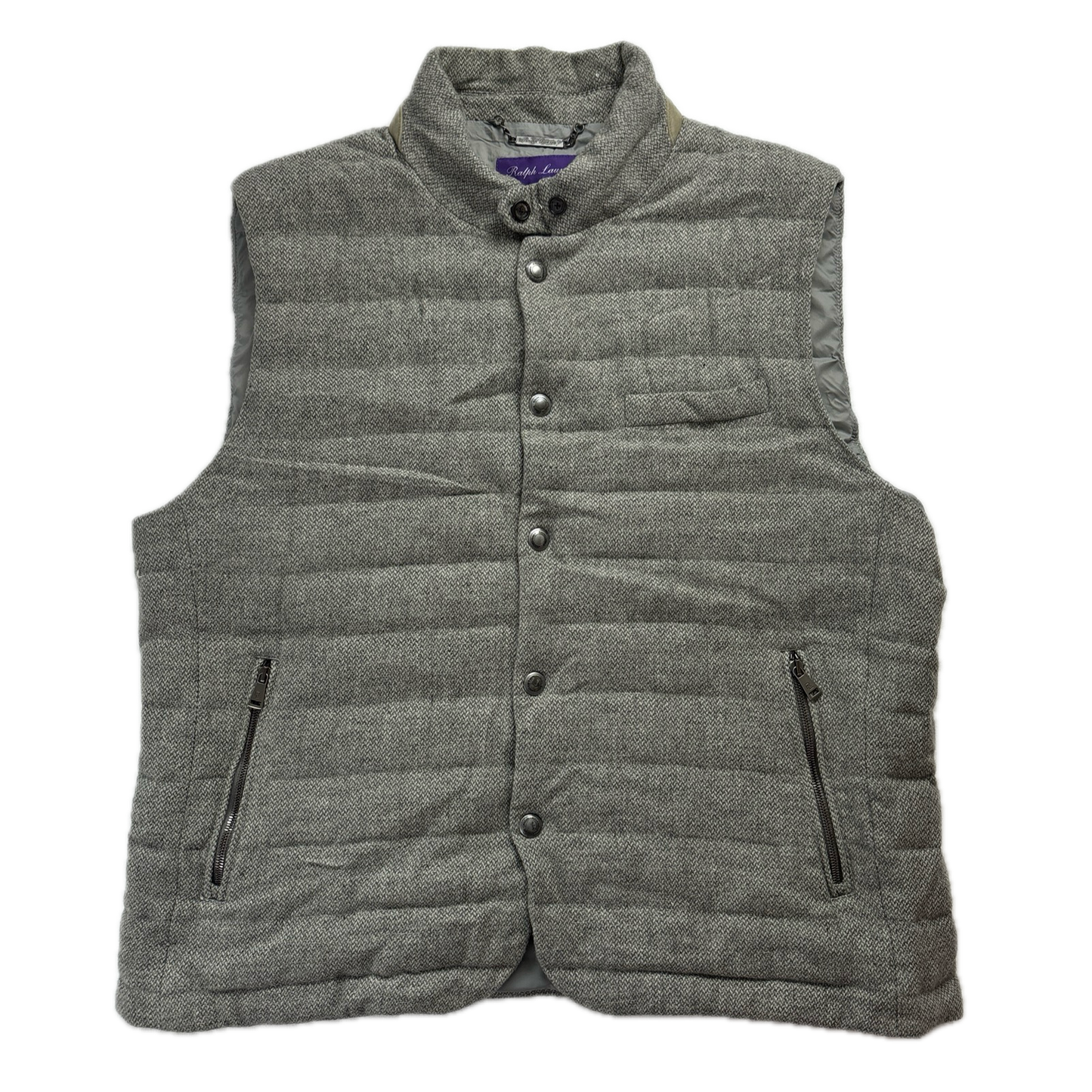 Ralph Lauren Purple Label Grey Gilet ( Wool Goose Down Goat Suede ) -  XXL