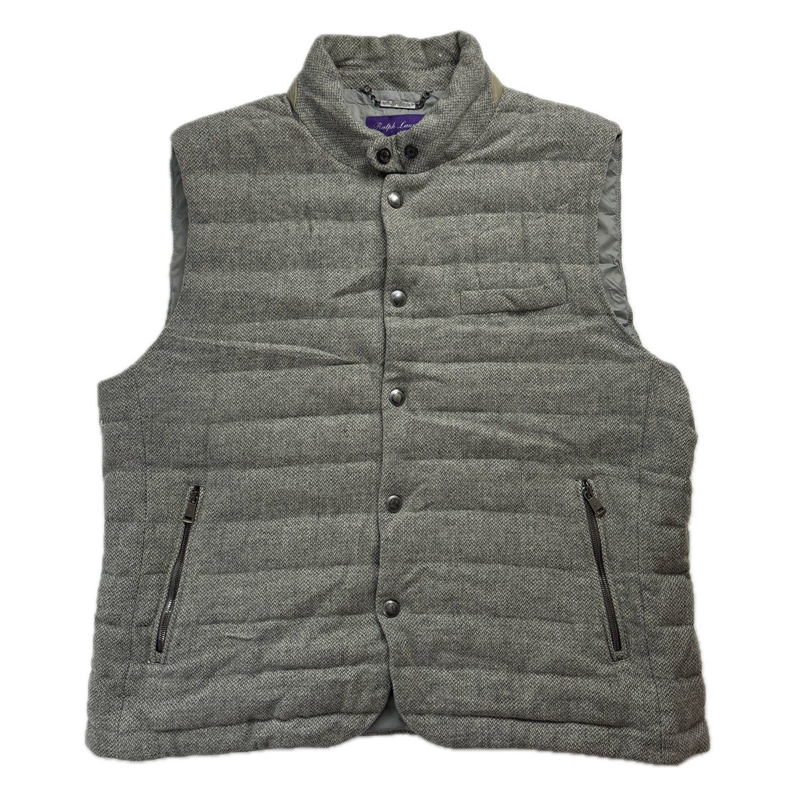 Ralph Lauren Purple Label Grey Gilet ( Wool Goose Down Goat Suede ) -  XXL