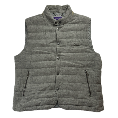 Ralph Lauren Purple Label Grey Gilet ( Wool Goose Down Goat Suede ) -  XXL