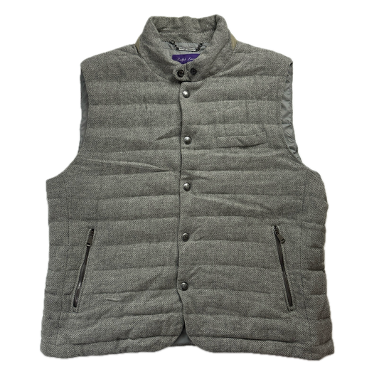 Ralph Lauren Purple Label Grey Gilet ( Wool Goose Down Goat Suede ) -  XXL