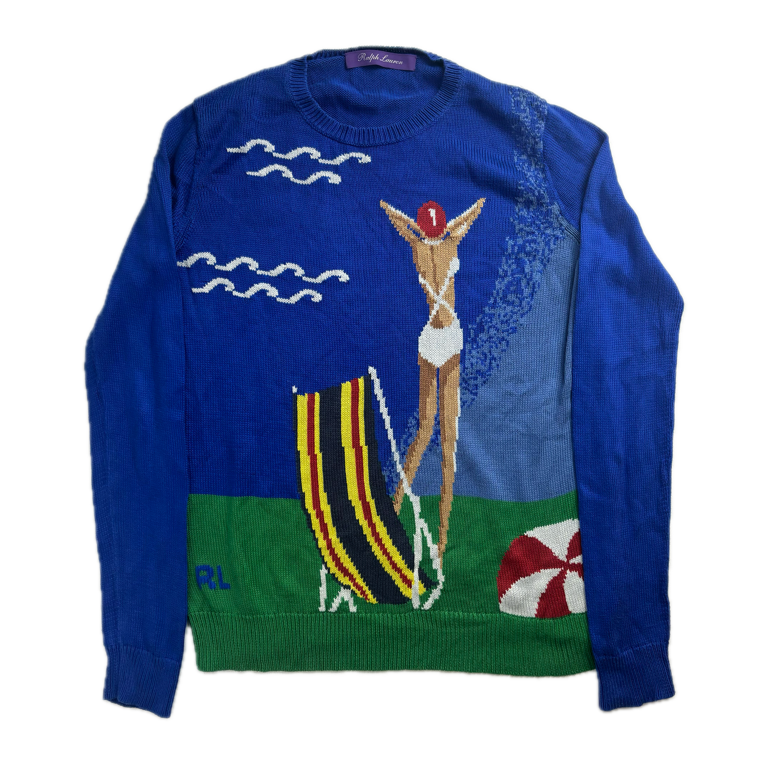 Ralph Lauren Purple Label Riveria Beach Scene Jumper (Silk) - M