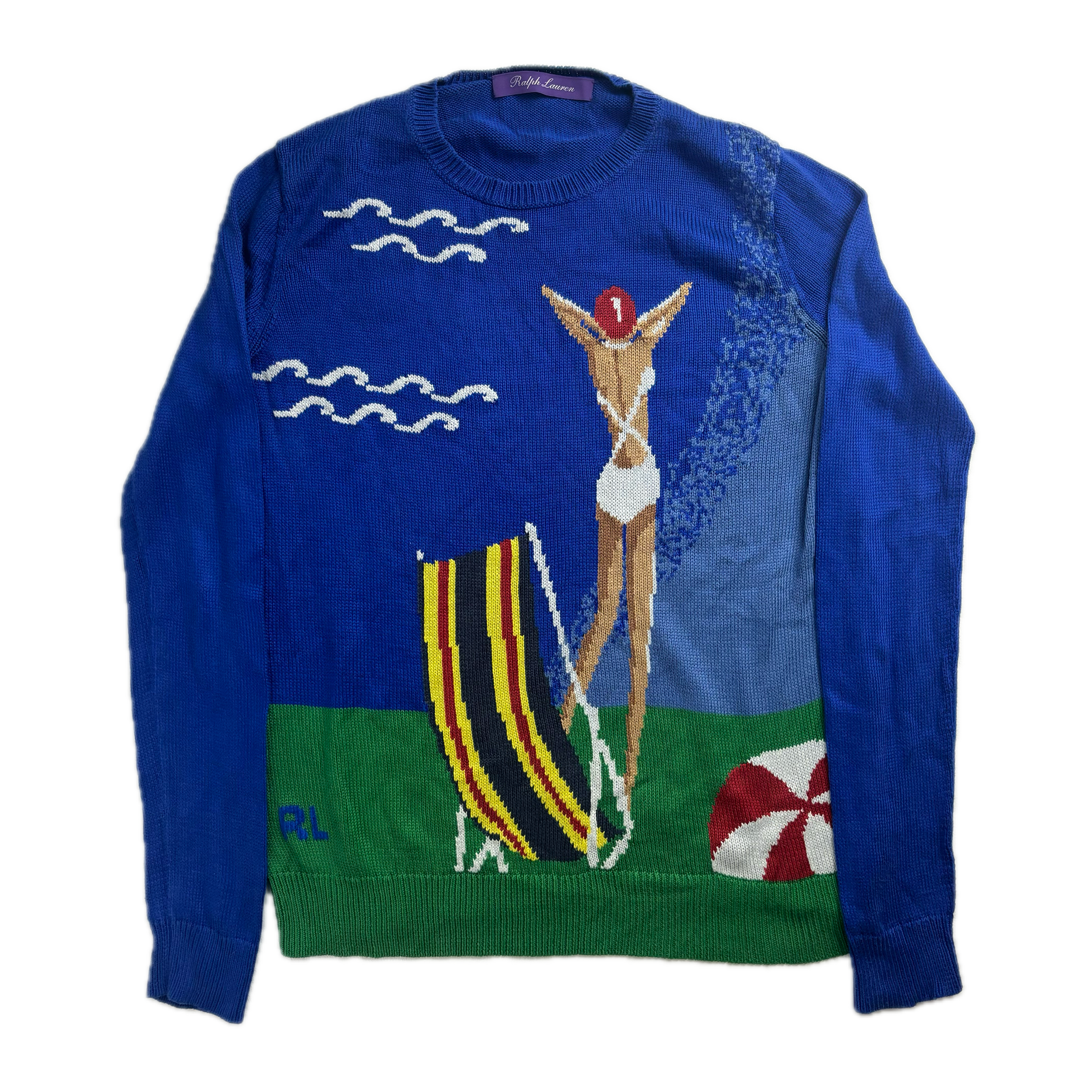 Ralph Lauren Purple Label Riveria Beach Scene Jumper (Silk) - M
