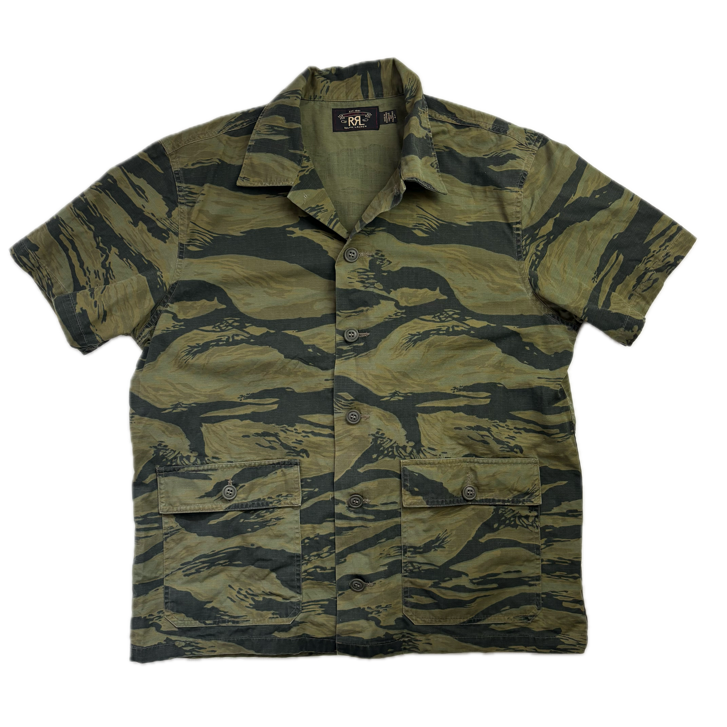 Ralph Lauren RRL Ripstop Tiger Camo Safari Shirt - L