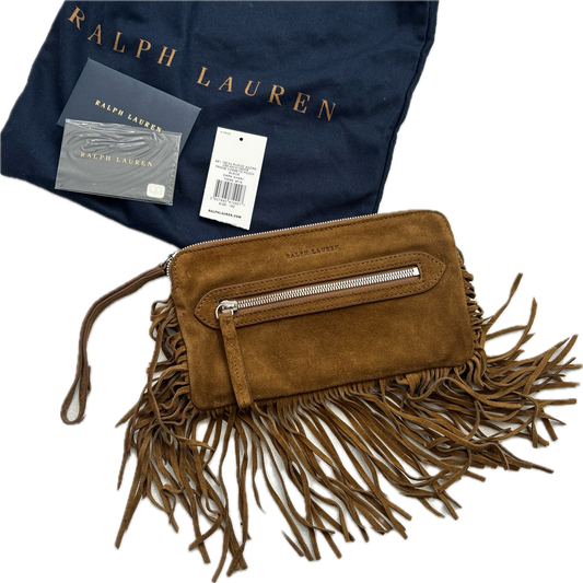 Ralph Lauren Suede Tassel Fringe Cosmetic Pouch Bag Purse Western Clutch